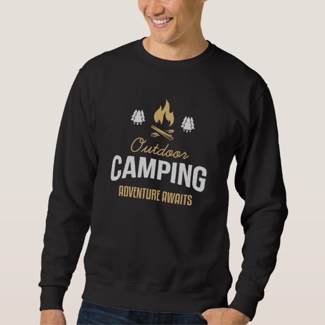 Utomhuscamping Äventyr väntar på Tält Glamping Ca Lång Ärmad Tröja (Framsida)
