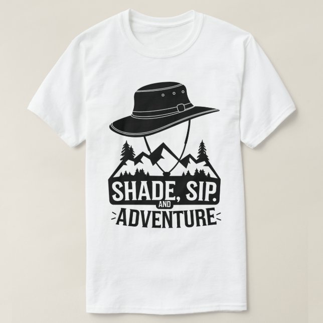 Utomhuscamping Hat Mountains Äventyr Art T Shirt (Design framsida)