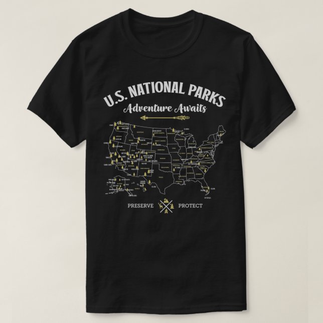 Utomhuscampinglås för Karta i Parker i USA T Shirt (Design framsida)