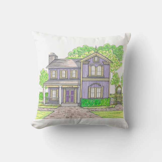 Utomhusdynor Lila Bondgård Hus Kudde (Framsida)