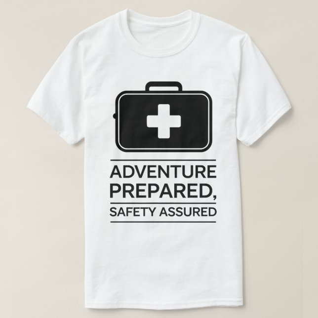 Utomhusets Äventyr Safety First Aid Kit Design T Shirt (Design framsida)