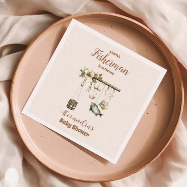 Utomhusfiske, liten fiskare, babyskor pappersservett (Skapare uppladdad)