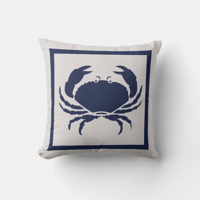 Utomhusflottans CRAB-flottblått på grått Kudde (Framsida)