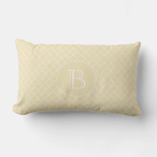 Utomhusfolie Gult Quatrefoil Mönster Monogram Lumbarkudde