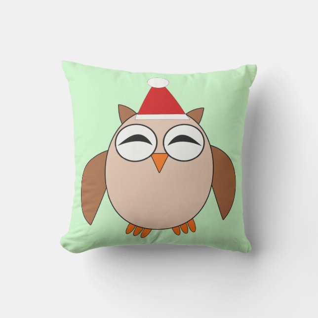 Utomhusfyllning för Cute Jul Uggla Kudde (Framsida)