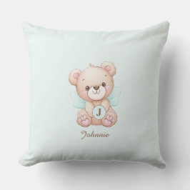 Utomhusfyllning för Cute Monogram Namn Bear Baby Kudde