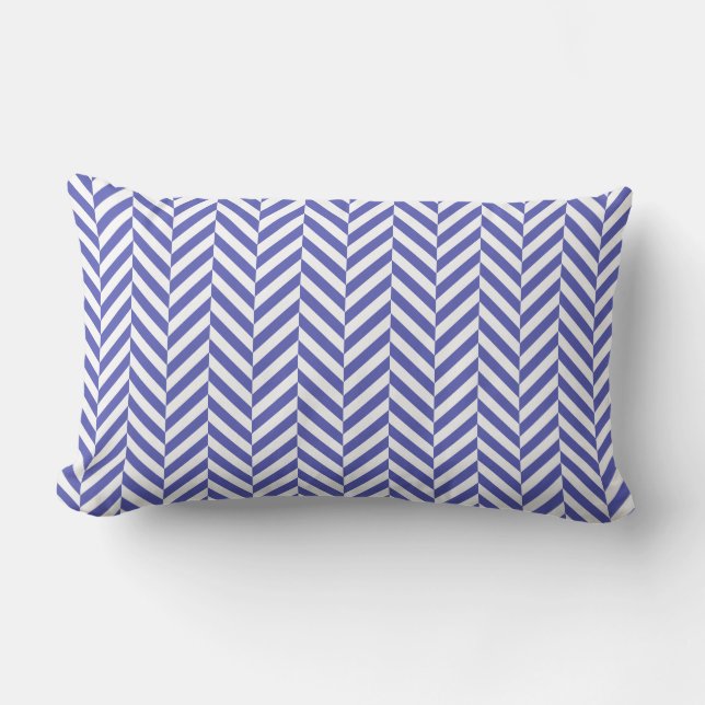 Utomhusfyllning | Royal Blue Herringbone Mönster Lumbarkudde (Framsida)