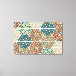 UtomhusGeo XI   Blått och Grönt Mönster Canvastryck