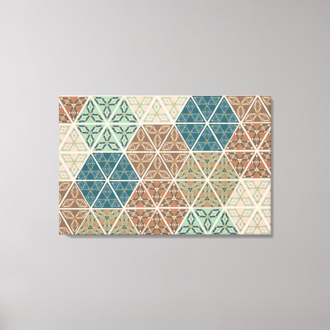 UtomhusGeo XI | Blått och Grönt Mönster Canvastryck (Framsida)