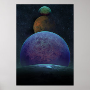 Utomhuskonst Poster planeter Måne Art Måne Galler