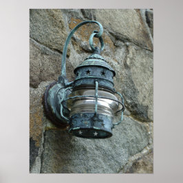 Utomhuslampa på stenvägg poster