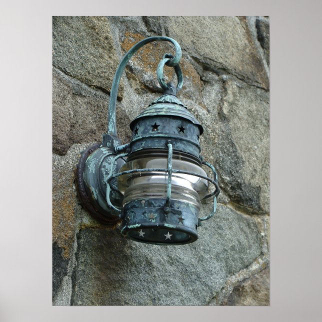 Utomhuslampa på stenvägg poster (Framsidan)