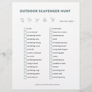 Utomhusscavenger Hunt Kids Activities Party Reklamblad