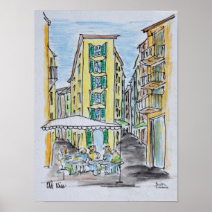 Utomhusservering i Old Nice Nice, Frankrike Poster