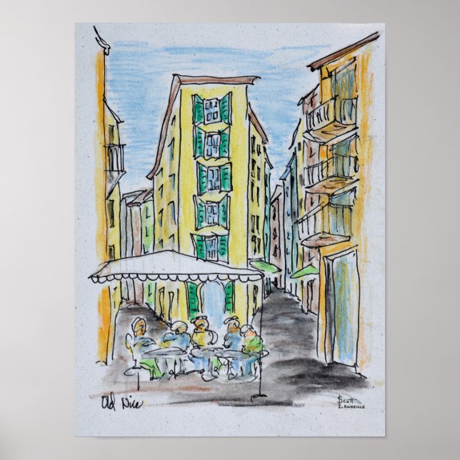 Utomhusservering i Old Nice | Nice, Frankrike Poster (Framsidan)