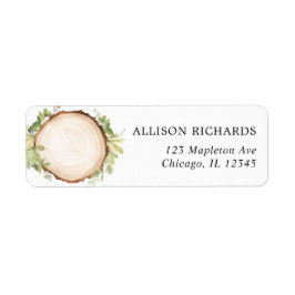 Utomhusskogsskiva av skog i bröllop returadress etikett
