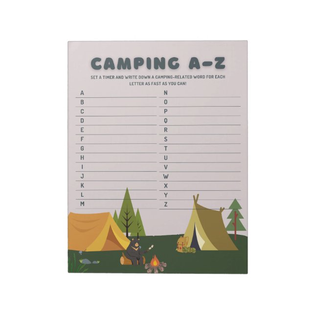 Utomhusspel i Äventyr Camping A-Z Explorer Anteckningsblock (Roterad)