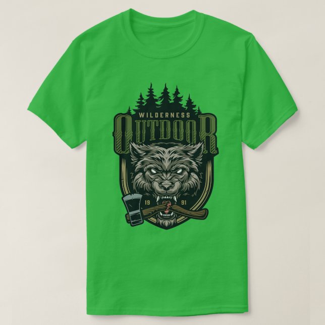 Utomhusvildmarkens varg t shirt (Design framsida)