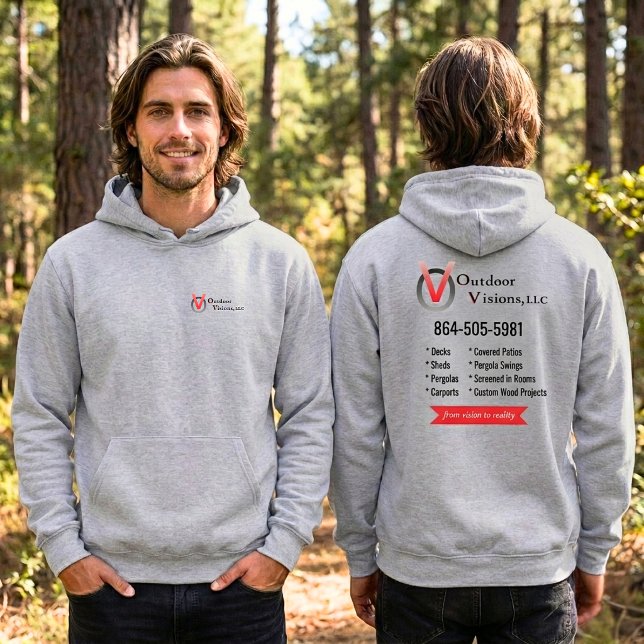 Utomhusvisioner Logotyp Bakre Info Hoodie (Skapare uppladdad)