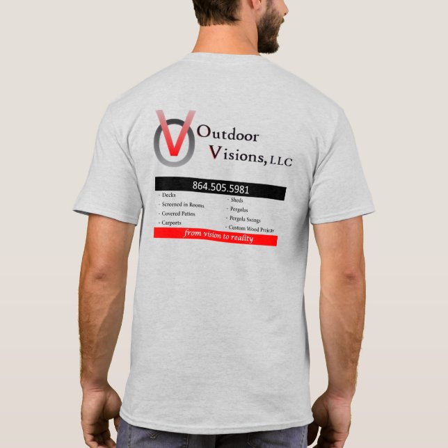 Utomhusvisioner Logotyp Bakre Info T Shirt (Baksida)