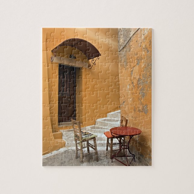 Utomhutsbordssättning, Chania, Kreta, Grekland Pussel (Vertikal)