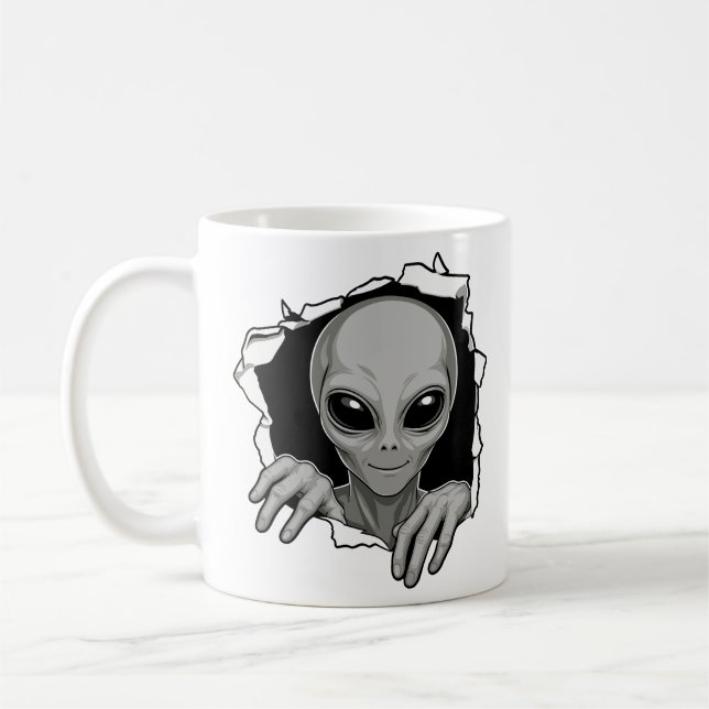 Utomjording bryter genom vägg kaffemugg (Vänster)