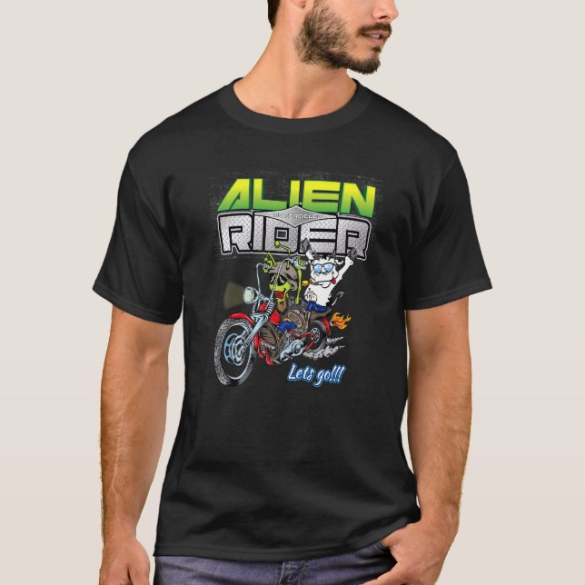 Utomjording Förare Motorcykel Ko T Shirt (Framsida)