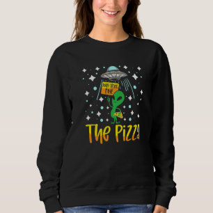 Utomjording Huvud Äter Pizza UFO Utomjordisk Fikti T Shirt