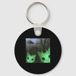 Utomjording Katter Ufo Roligt Kusligt Katt Meme Fö Nyckelring