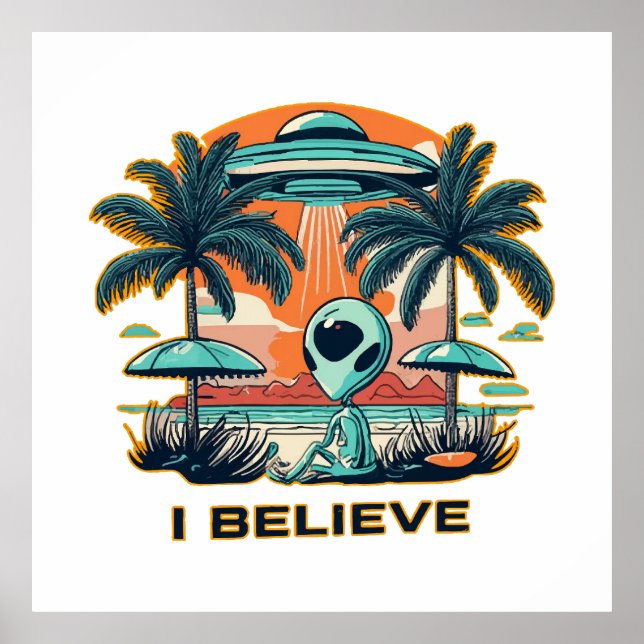 utomjording med UFO JAG TRO Poster (Framsidan)