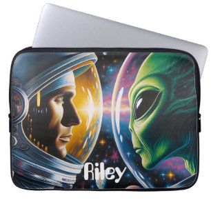 Utomjording och astronaut i rymden Personlig Laptop Fodral