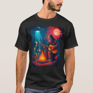 Utomjording Och Bigfoot Läggereld Måne Ufo Äventyr T Shirt