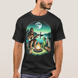 Utomjording Och Bigfoot Loch Ness Campfire Sasquat T Shirt