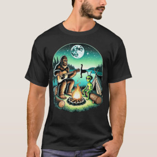 Utomjording Och Bigfoot Loch Ness Campfire Sasquat T Shirt