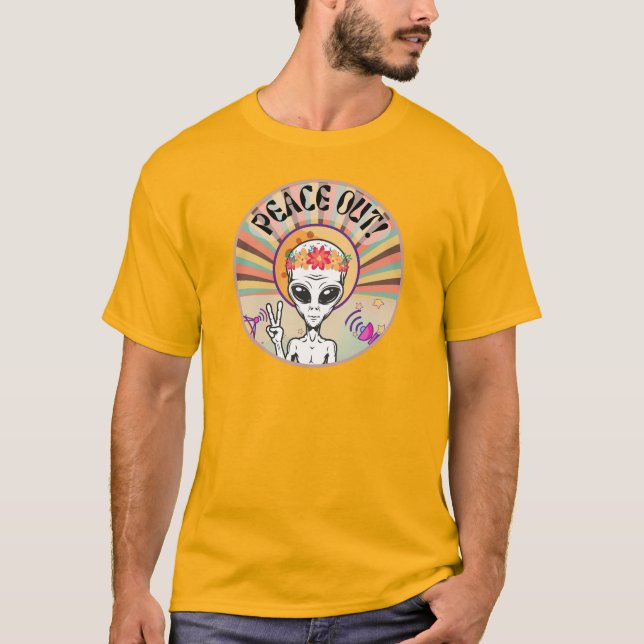 Utomjording Peace Out! Rollig T-Shirt (Framsida)