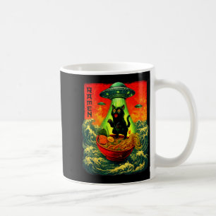 Utomjording Ramen Katt Ufo Japansk Retrokonst Gåvo Kaffemugg