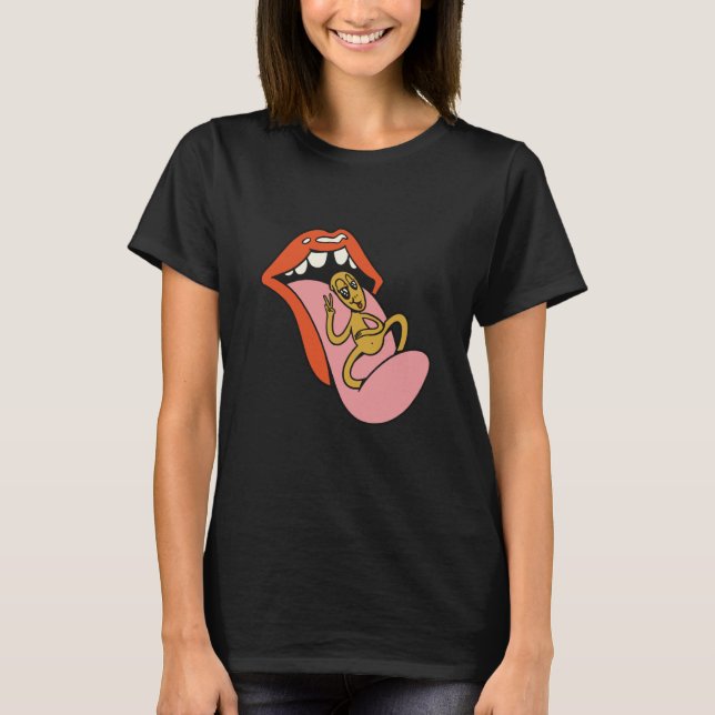 utomjording rymd utomjordingar ufo läppar t shirt (Framsida)