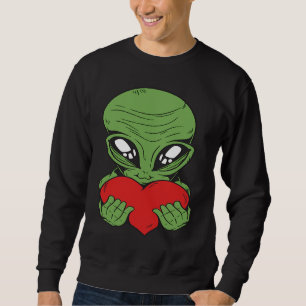 utomjording rymd utomjordiska ufo hjärta alla hjä lång ärmad tröja