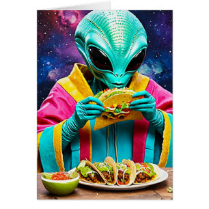 Utomjording som äter tacos alla tillfällen hälsningskort