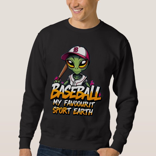 utomjording som spelar baseball stil graffiti spor lång ärmad tröja (Framsida)