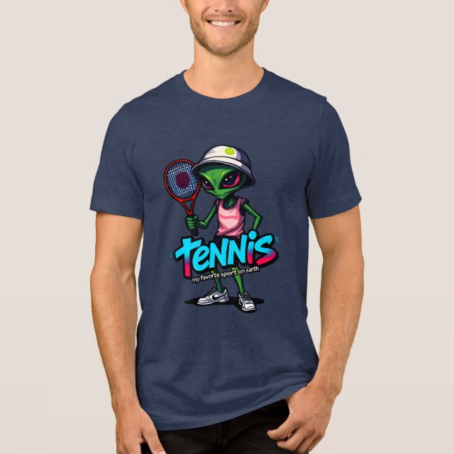 utomjording som spelar tennis stil graffiti i gatu t shirt (Framsida)