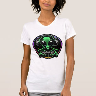 Utomjording som spelar TV-spel Stellar Button Sm T Shirt