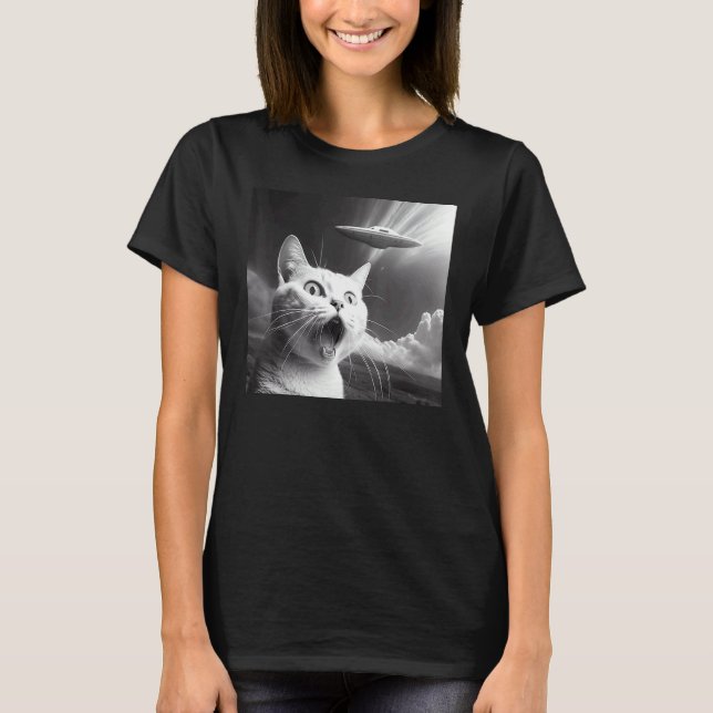 Utomjording UFO Katt 1 T Shirt (Framsida)