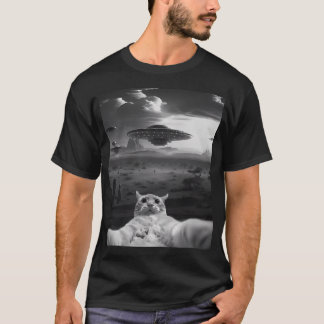 Utomjording Ufo Rolig Katt T Shirt
