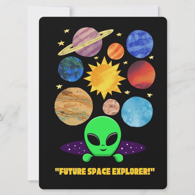 UTOMJORDING, UNIVERSUM, RYMDKAPSEL, PLANET OCH AST JULKORT (Framsida)