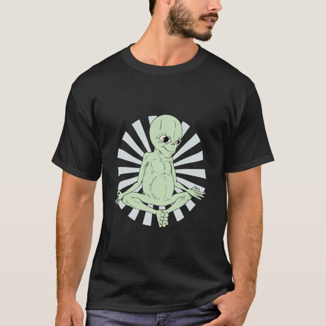 Utomjording Yoga Namaste T Shirt (Framsida)