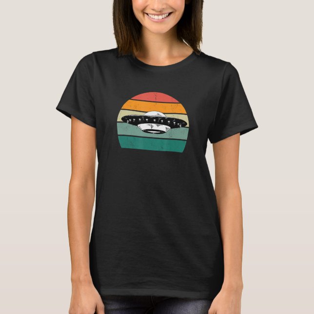 Utomjordingar Alien Space Spaceships Beaming Grönt T Shirt (Framsida)
