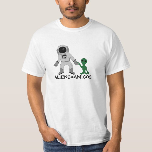Utomjordingar = Amigos, Astronaut och extraterland T Shirt (Framsida)