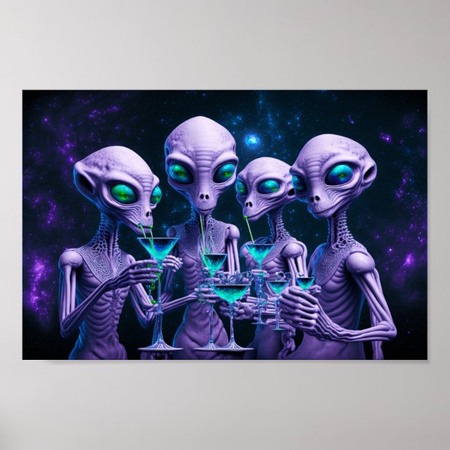 Utomjordingar är drinkar poster (Framsidan)