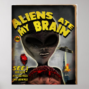 Utomjordingar Ate My Brain Poster